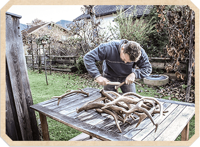 Hirschstangen mit 6 Likör-/Schnapsgläsern